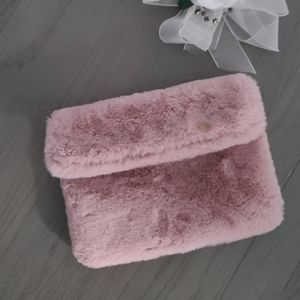 Pink fluffy fur clutch